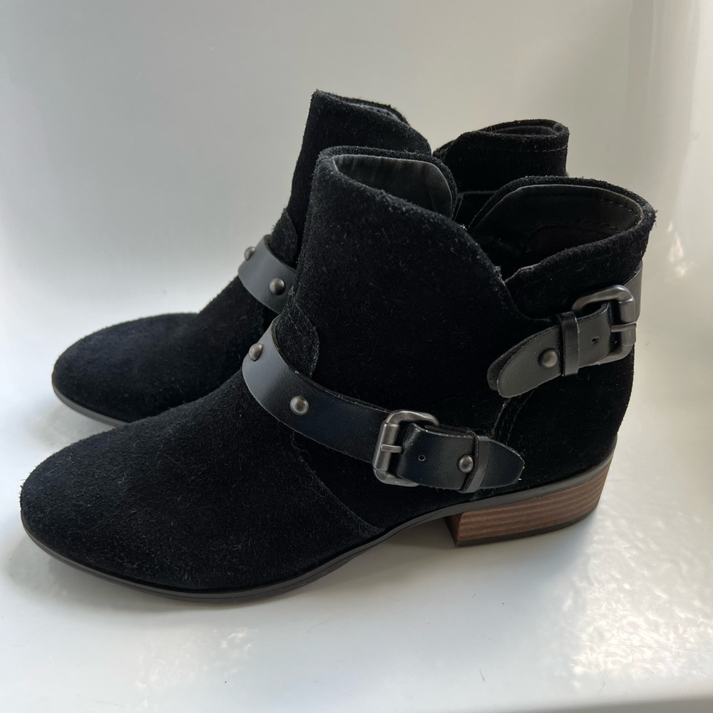 Franco Sarto Black Ankle Boots with Buckle Accents size 7